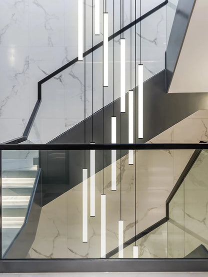 Nordic Stairs LED Long Chandeliers Minimalist Duplex Attic Living Room Kitchen Pendant Lights Home Decoration Ceiling Chandelier