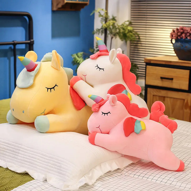 Cute Pony Plush Toy Rainbow Angel Unicorn Girl Heart Plush Doll Simulation Pony Stuffed Pillow Girlfriend Birthday Gift