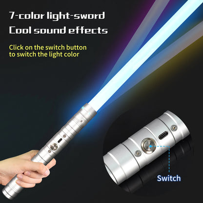 RGB Metal Lightsaber Dueling Smooth Swing Sword Sabre De Luz 7  Color Changing With Sounds  Flashing Toy