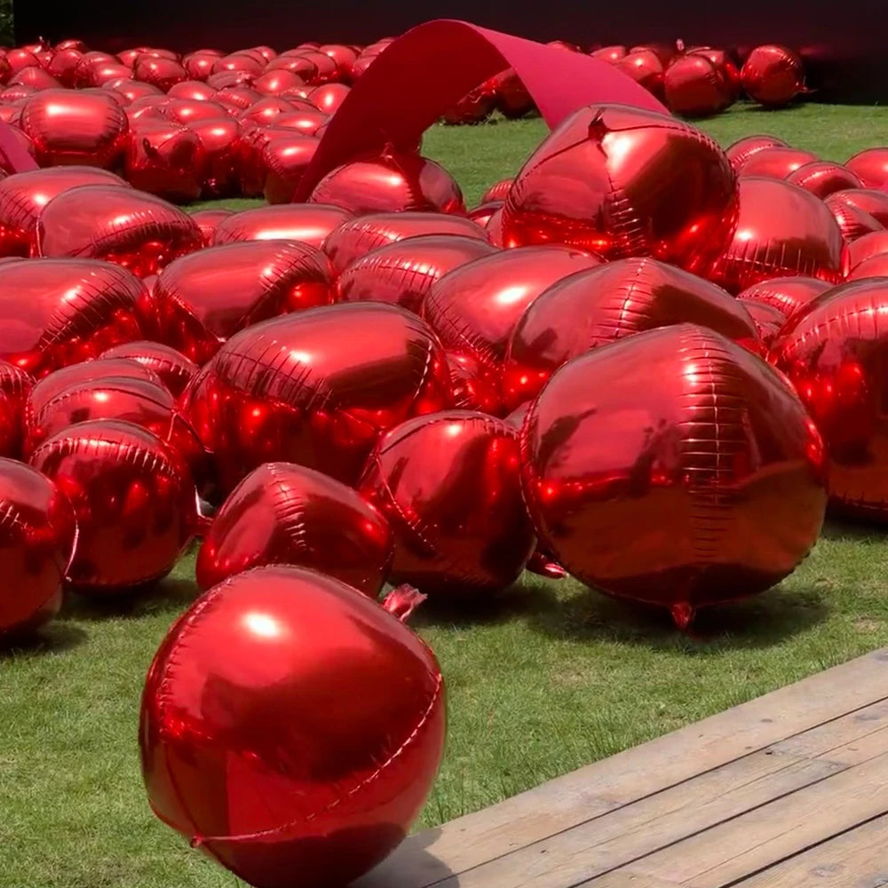 10PCS red glossy round 4D foil balloons are used for Valentine's Day decoration, restaurant and birthday party decoration
