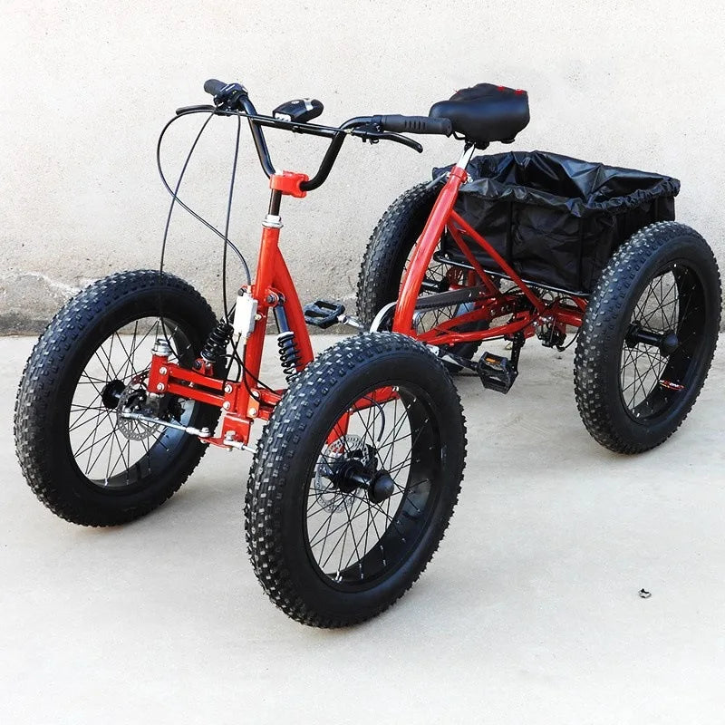 Original Four-wheel Bicycle for Adults, 1000W, 750W, 500W, Cargo Bicycle Fat Tire, Snow Tire, Suitable for Cargo and Snow Riding