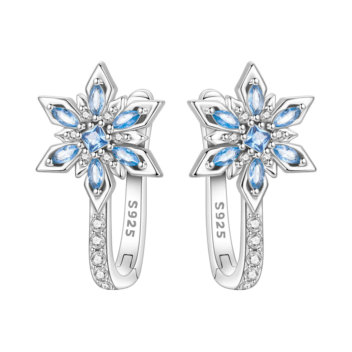 Orstarry Original 925 Sterling Silver Minimally Design Blue Zircon Earrings Women Hoop Earring Anniversary Jewelry Gifts
