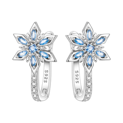 Orstarry Original 925 Sterling Silver Minimally Design Blue Zircon Earrings Women Hoop Earring Anniversary Jewelry Gifts