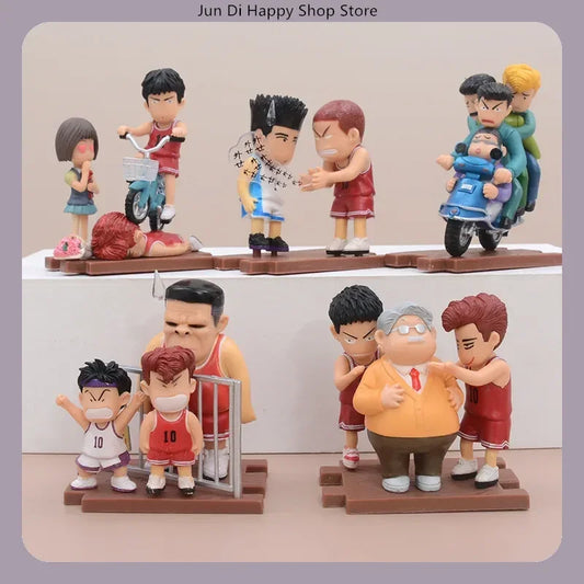 5pcs Slam Dunk Anime Figure Set - Sakuragi Hanamichi And Rukawa Kaede Statues for Desktop Collection Ornament Gifts