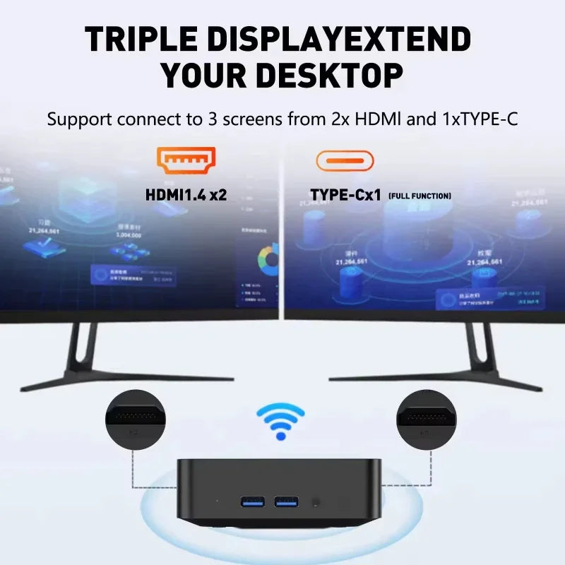 High‑Performance Portable Mini PC Intel N150 Win11 Pro 32GB RAM 1TB 2TB SSD WIFI6 BT5.2 4K 60Hz HD Gaming Office Study PC