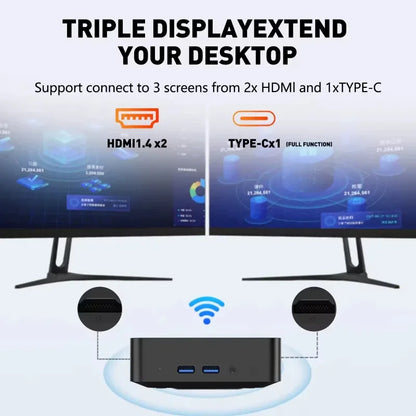 High‑Performance Portable Mini PC Intel N150 Win11 Pro 32GB RAM 1TB 2TB SSD WIFI6 BT5.2 4K 60Hz HD Gaming Office Study PC