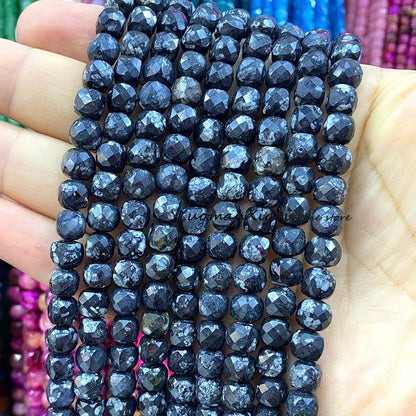 Natural Stone 7-8MM Faceted Square Lapis Lazuli Loose Cube Spacer Beads for Jewelry Making Diy Earrings Bracelets Accessories