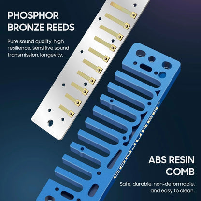 CONJURER 10 Holes Diatonic Harmonica WH1005BS BLUESTORM in 12 Keys for Professionals, Adults, Beginners and Gifts