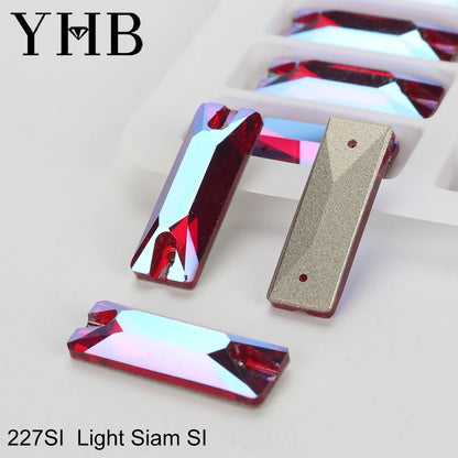 YHB Top Quality Cosmic Baguetee Glass Crystal AB Moonlight Sewing Stones Flatback Sew on Rhinestones For Garment Clothes Bags