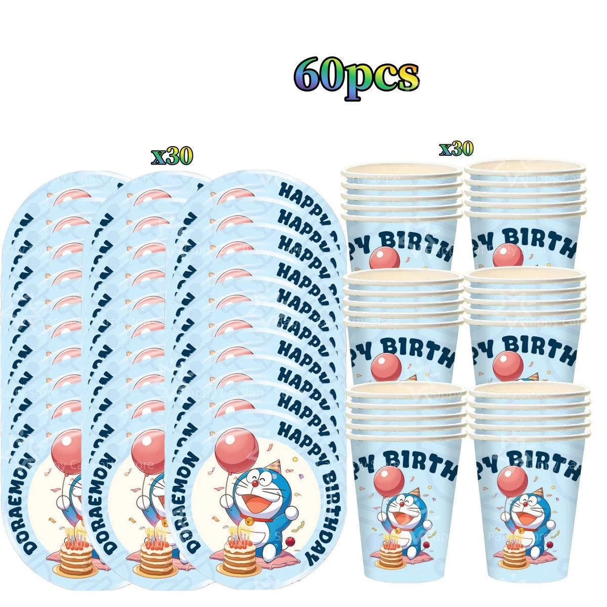 Cartoon Doraemoned Birthday Party Decoration Tableware Cup Plate Tablecloth Napkin Backdrop Cartoon Cat Party Favors Supplies