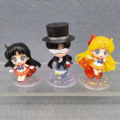 6Pcs Sailor Moon Anime Merchandise 4th Generation Figure with Base Desktop Ornament Collectible Statue Model Gift for Fans