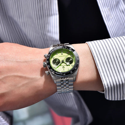 2026 New PAGANI DESIGN Panda Mens Watches Fluorescent Green Quartz Watch Men Speed Sports Chronograph Man AR Sapphire Waterproof