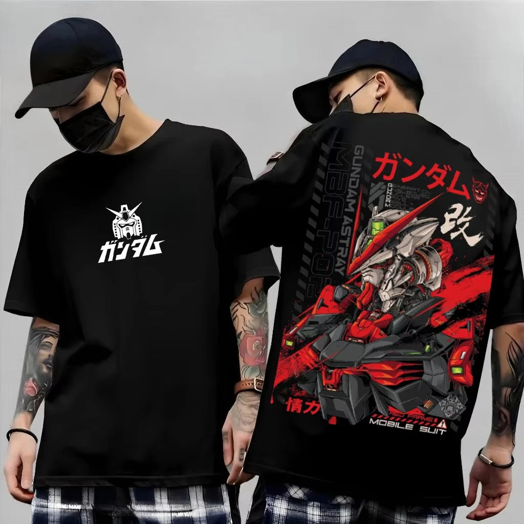 2026 New Japanese Anime Mech Series "Mobile Suit Gundam Summer Short sleeved Printed T-shirt for Men and Women"