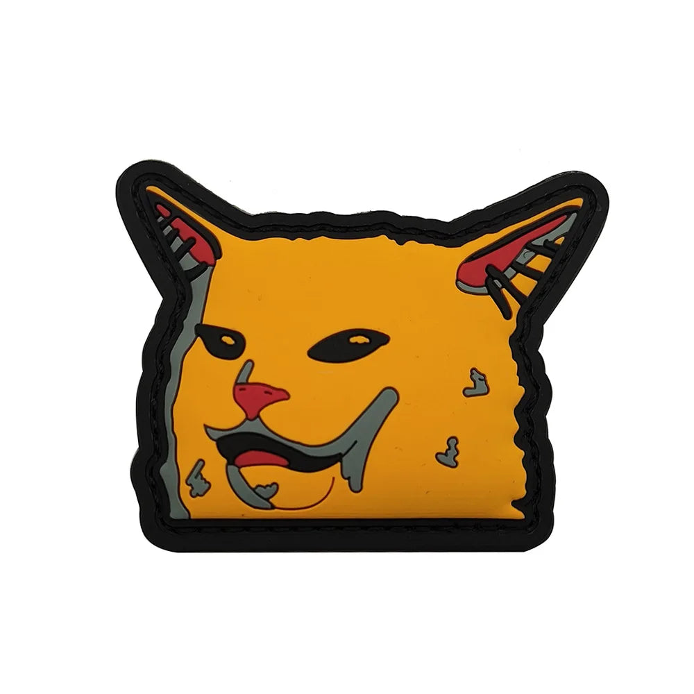 New Outdoor Bag Accessories: Satirical Cat Badge Graffiti Cat 3D PVC Magic DIY Bag Stickers Backpack Hook and Loop Patch
