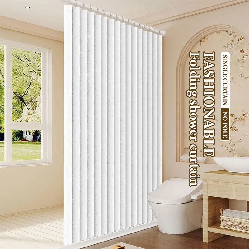 Foldable Magnetic Shower Curtain with Magnetic Buckle Waterproof Bathroom Privacy Screen Dry Wet Separation for Home Hotel