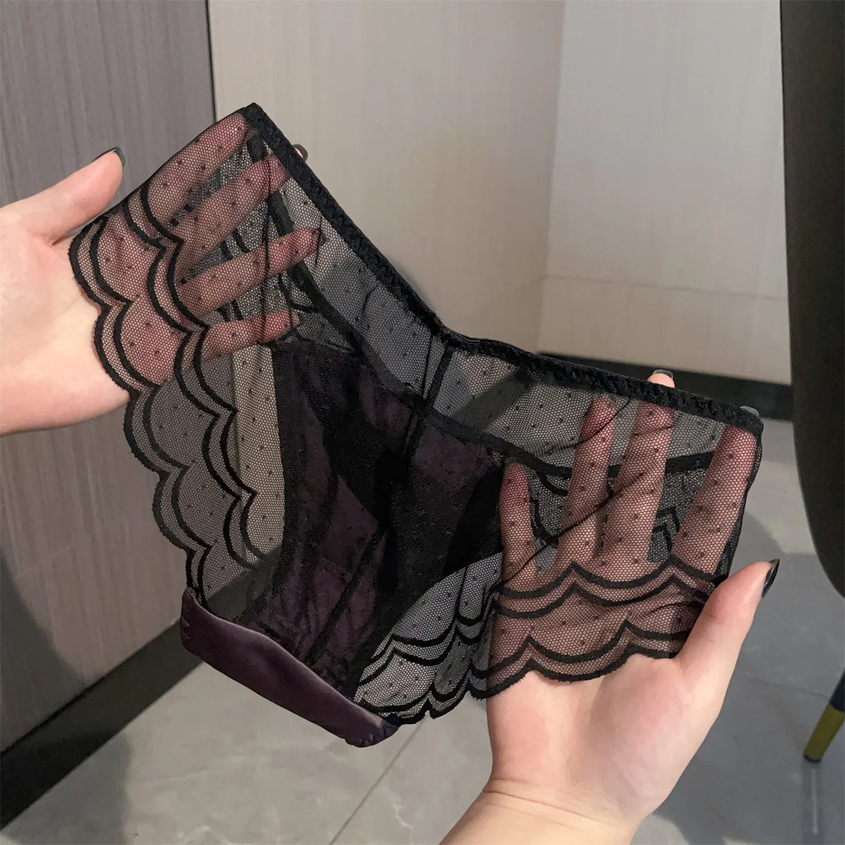 New Luxury Satin Lace Panties Sexy High-Cut Crotch Cotton Gusset for Women Soft Smooth Underwear Lightweight Breath Knickers