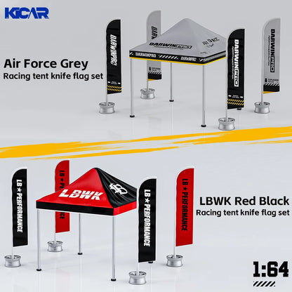 Kicarmod 1:64 DARWINPRO Battle Grey & LB Black & Red Tent Knife Flag Set - Scene Model Miniatures