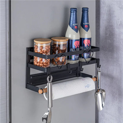 2-3Layer Magnetic Refrigerator Organizer Kitchen Storage Shelf Adhesive Towel Holder Side Mount Rack Home Kitchen Organization