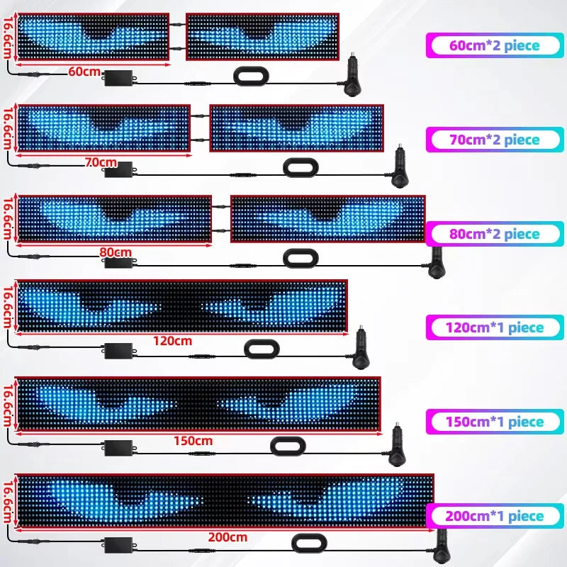 App Car Truck Devil Eye LED Pixel Panel Light Remote Control Soft Folding Lighting Rolling Panel Windshield 12V 24V