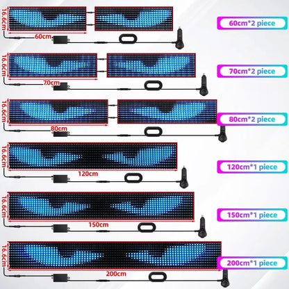 App Car Truck Devil Eye LED Pixel Panel Light Remote Control Soft Folding Lighting Rolling Panel Windshield 12V 24V