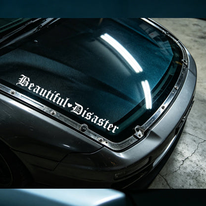 Beautiful Disaster Gothic Letter Vinyl Car Sticker JDM Modified Front and Rear Windshield Car Stickers Waterproof