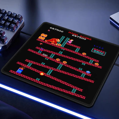 Donkey Kong Mouse Pad Square Non-Slip Rubber Mousepad with Stitched Edges Arcade Game Collage Gaming Computer PC Table Pads MatD