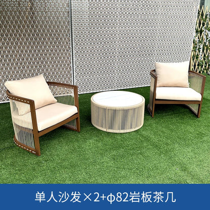 YFY  outdoor rattan sofa courtyard open-air hotel leisure dining chair garden waterproof coffee table combination
