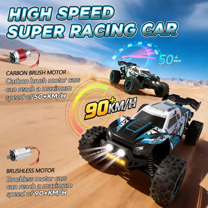 JCMO 1:16 90KM/H 4WD RC Car With LED Lights 2.4G Radio High Speed 50KM/H Brushless/Carbon Motor Remote Control Off-Road Cars Toy