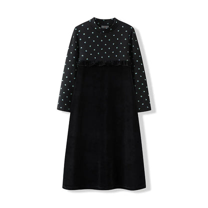 AA-Autumn Winter Velour and Ribbed Robe Boy and Girls Family Matching Clothes baby Romper Girl Nightgown Floral Print Ribbed