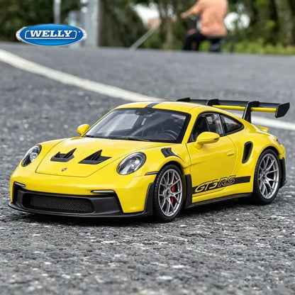 Welly 1:24 Porsche 911 GT3 RS Alloy Sports Car Model Diecast Metal Track Racing Vehicles Car Model High Simulation Kids Toy Gift