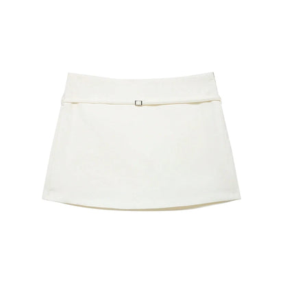 Women's Solid Color Skort with Belt Side Zipper Casual Shorts Skirts Fashionable And Stylish Women's Clothing