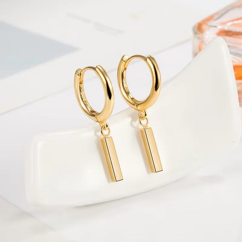 925 Sterling Silver Geometry Asymmetric Earring for Women Girl Simple Office Jewelry Gift Dropshipping