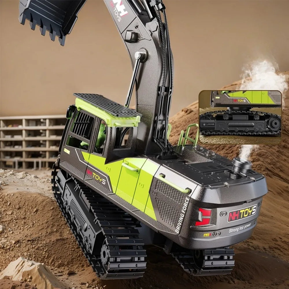 Electric Remote Control Excavator Model Toys Wireless 2.4G Fourteen Channel Drilling Grabber Toy Adult Birthday Gifts