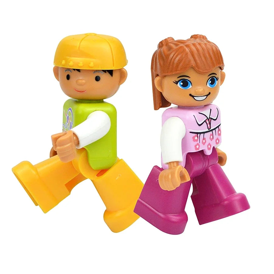 Figures Dolls Big Size Building Blocks Family Action Workers Doctor Police Farmer Compatible Large Bricks Duploes Kid Toys