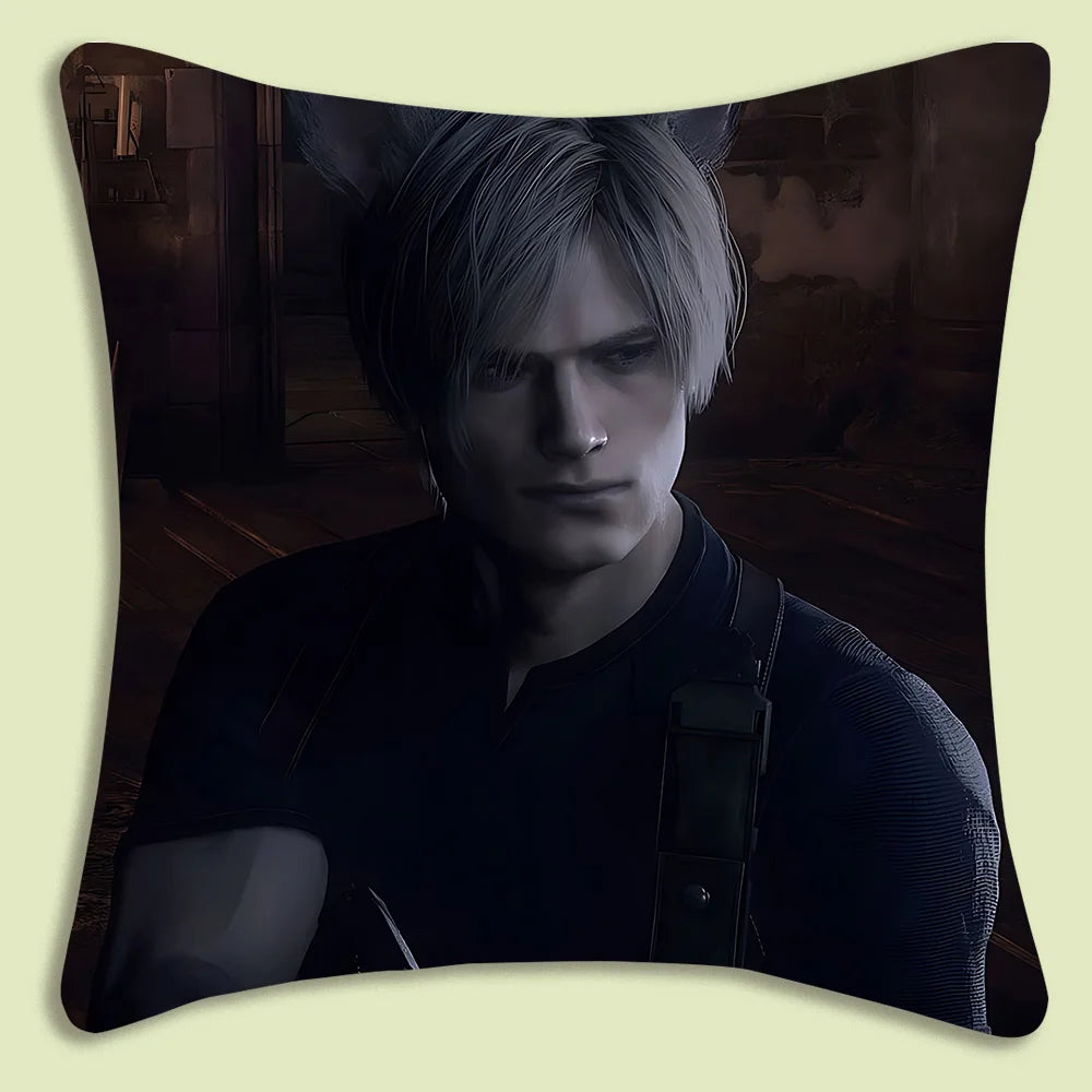 Pillow Covers Cartoon Leon Kennedy Sofa Decorative Home Double-sided Printing Short Plush Cute Cushion Cover