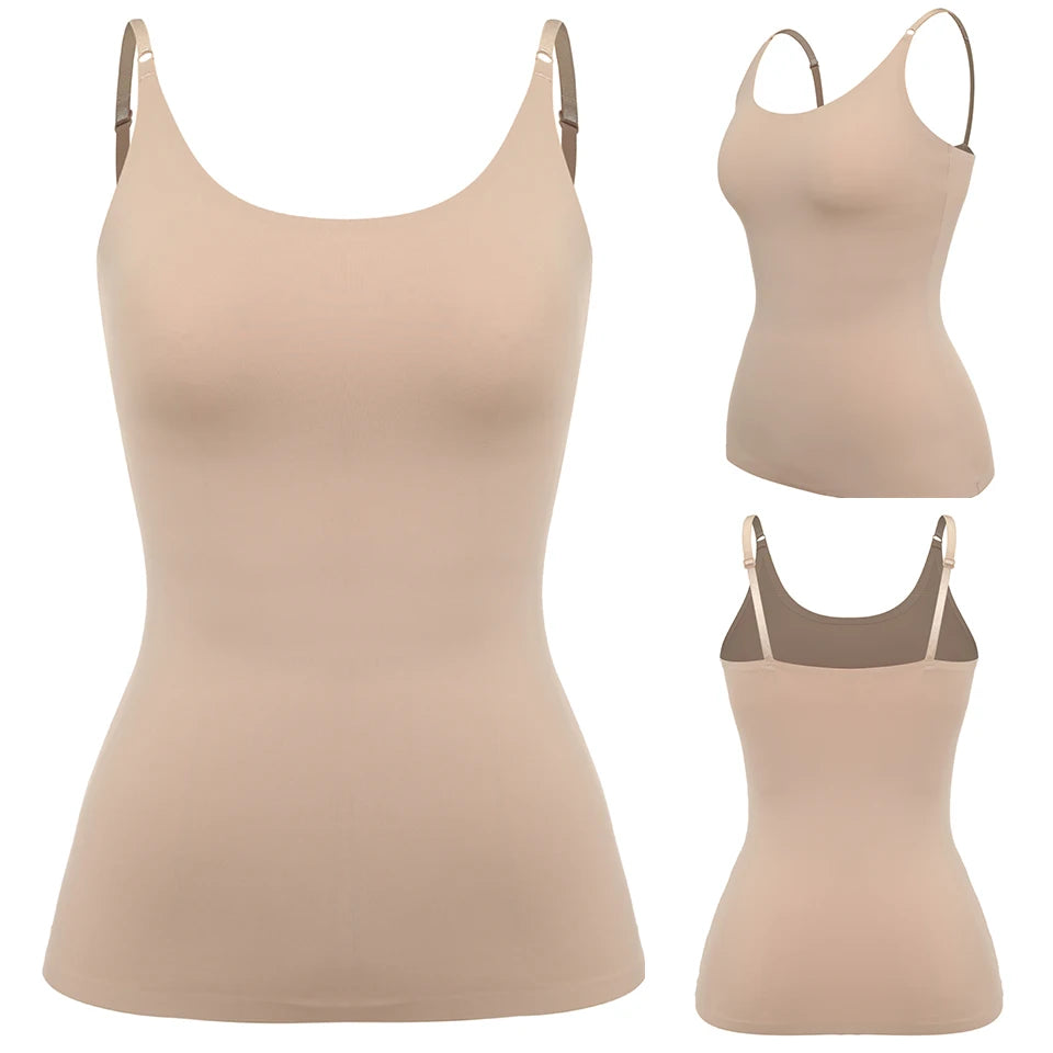 Women Tummy Control Shapewear Smooth Body Shaping Camisole Tank Tops Plus Size Slimming Underwear Seam-free Compression Shaper