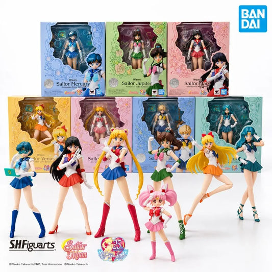Bandai Original SHF Sailor Moon Animation Color Edition Action Figures Assembly Model Kits Anime Collection Toys Birthday Gifts