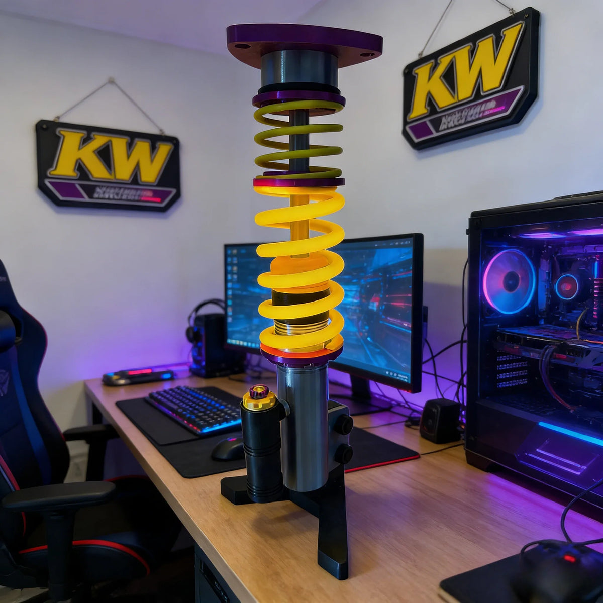 Modified Coilovers Spring Shock Lamp, Industrial KW Suspension Light, Gaming Room Cool Atmosphere Lamp, Boy Gift