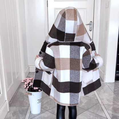 Winter Girls Lamb Fleece Coat Warm Hooded Outerwear Fashion Woolen Long Coat Children Clothing Teeange Girls Jackets 4-12Y