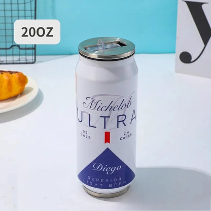 500ML 304 Stainless Steel Beer Cup Car Thermos Cola Can Cafe Beer Bottle Laser Printing Botella De Acero Inoxidable