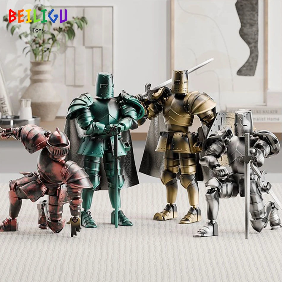 Europe Medieval Knight Multi-Joint Movable Action Figures Warrior Robot Sword Shield Assembly Toy Collection Model Holiday Gift