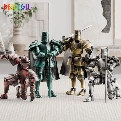 Europe Medieval Knight Multi-Joint Movable Action Figures Warrior Robot Sword Shield Assembly Toy Collection Model Holiday Gift