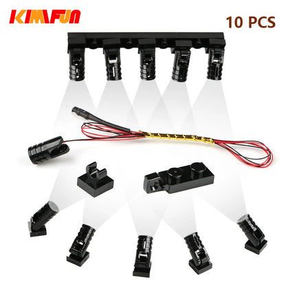 10pcs Terminal Led Searchlight MOC For Lego Light Table Lamp Multifunctional DIY Spotlight Black Building Block 1219