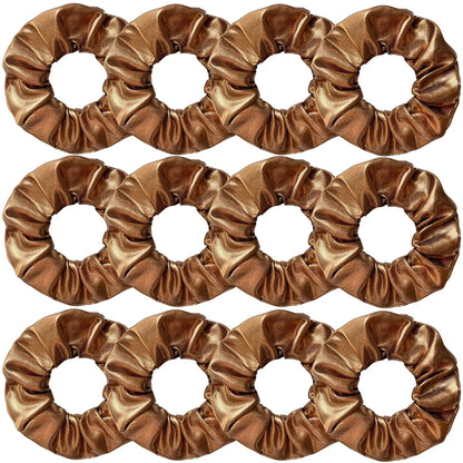Wholesale 12pcs Metallic Color Scrunchies For Women Gold Silver Black Color Laser Effective Scrunches Set Girls Hair Rope Pack