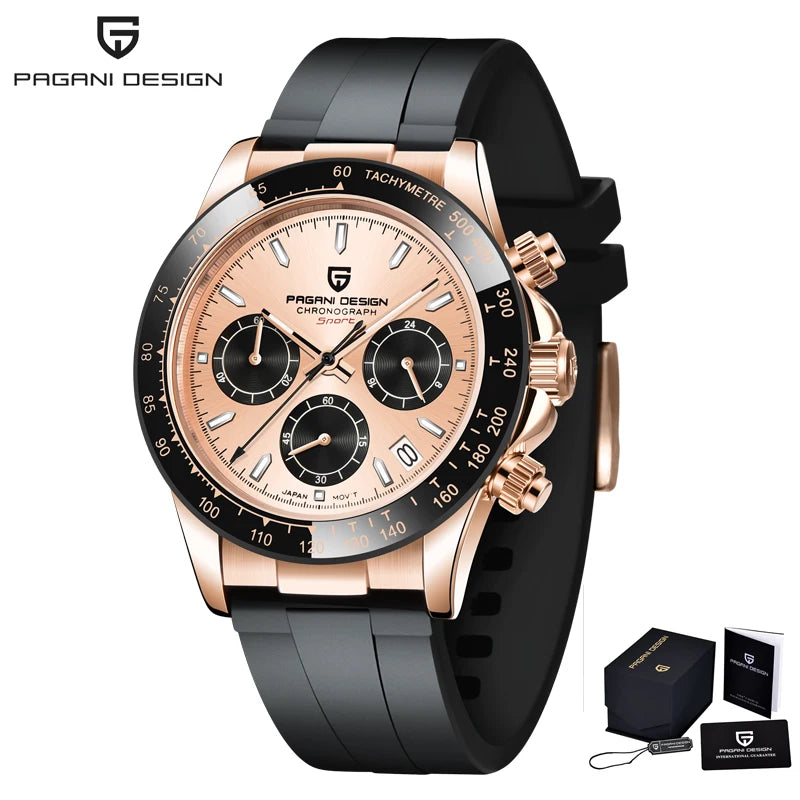 PAGANI Design PD1644 Men Quartz Watches Top Brand Luxury Sports Sapphire Stainless Steel Waterproof Chronograph Reloj Hombre