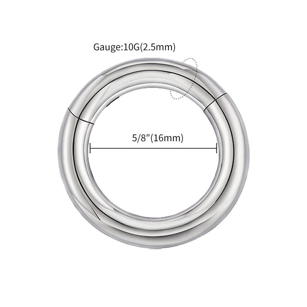 Right Grand ASTM F136 Titanium Large Gauge 6G 8G 10G Single Hinged Clicker Segment Hoop Ring Septum Nose Piercing