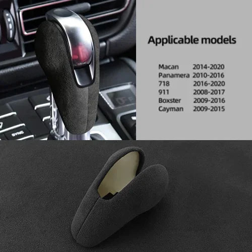 Car Gear Shift Knob Top Suede Wrap Trim Cover for Porsche Macan 95B Panamera 970 718 911 Interior Sticker Accessories