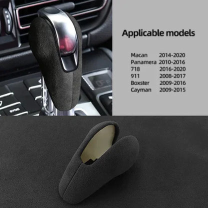 Car Gear Shift Knob Top Suede Wrap Trim Cover for Porsche Macan 95B Panamera 970 718 911 Interior Sticker Accessories