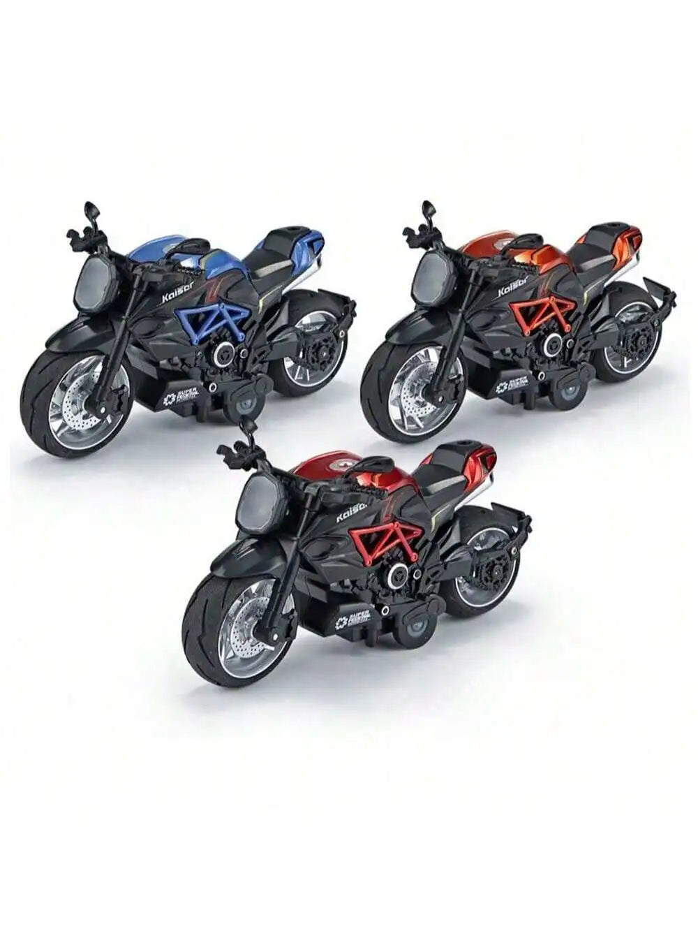 1:12 Scale Die-Cast Alloy Motorcycle Toy with Real Engine Sound & LED Light Effects - Friction-Powered Crash-Resistant Ride-On T