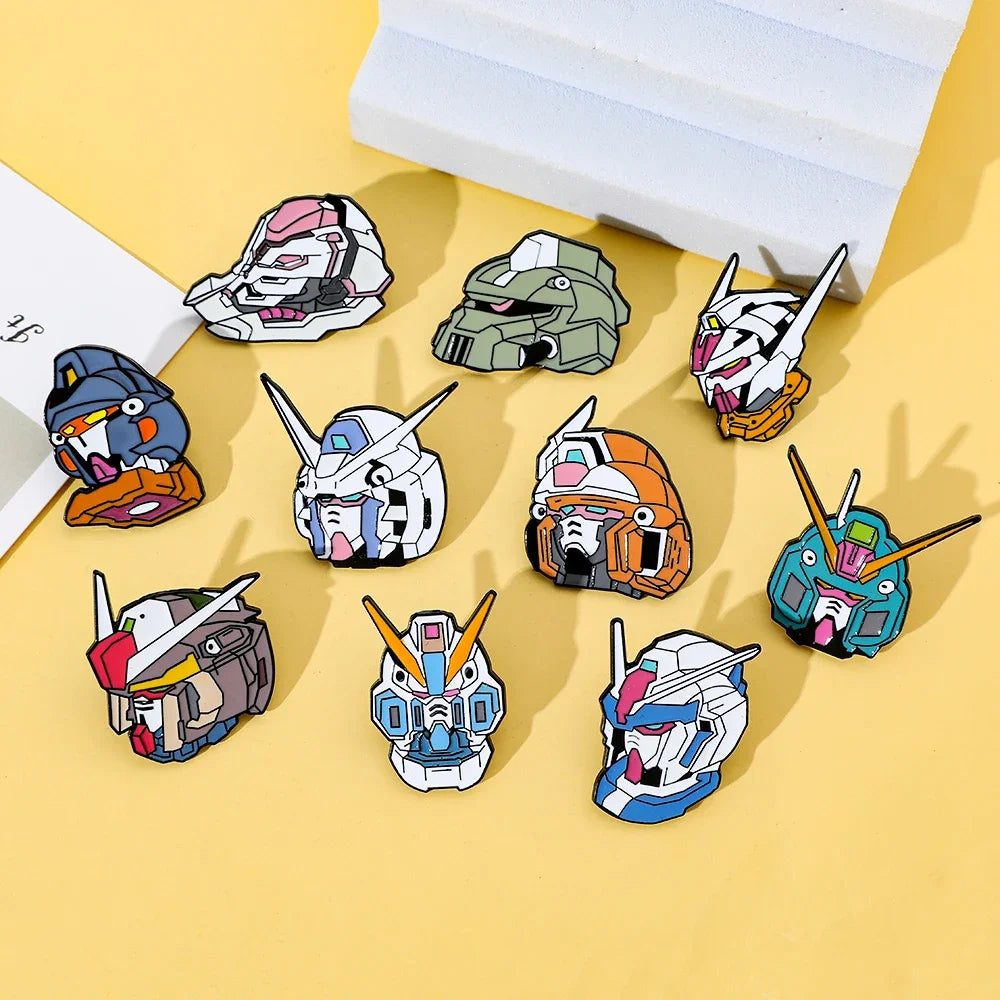 10 Pcs Fashion Anime Brooch Handsome Mobile Suit Gundam Enamel Pin Metal Badge Jewelry Clothing Backpack Accessories Gift